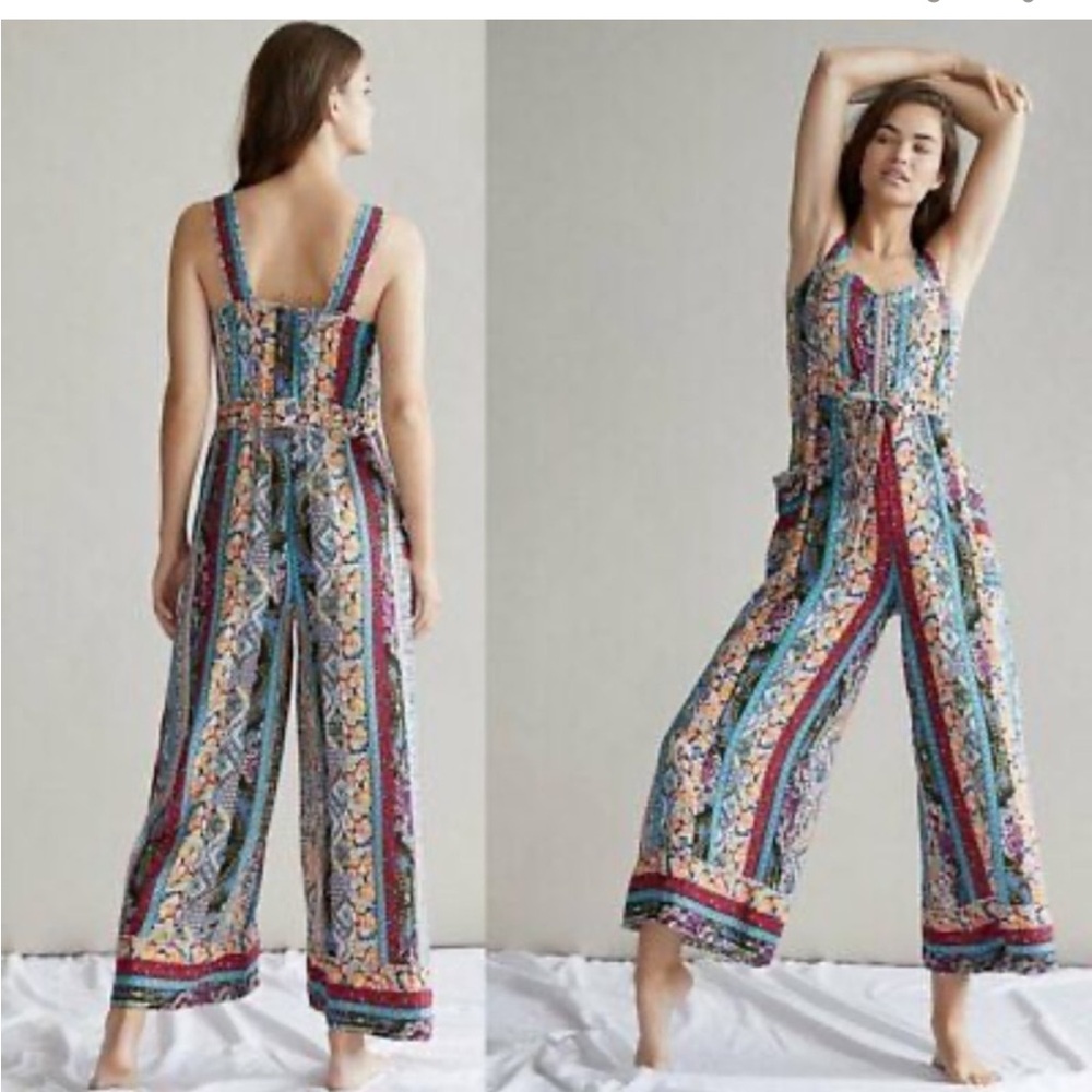 Anthropologie Wide Leg jumpsuit with Bohemian Flair